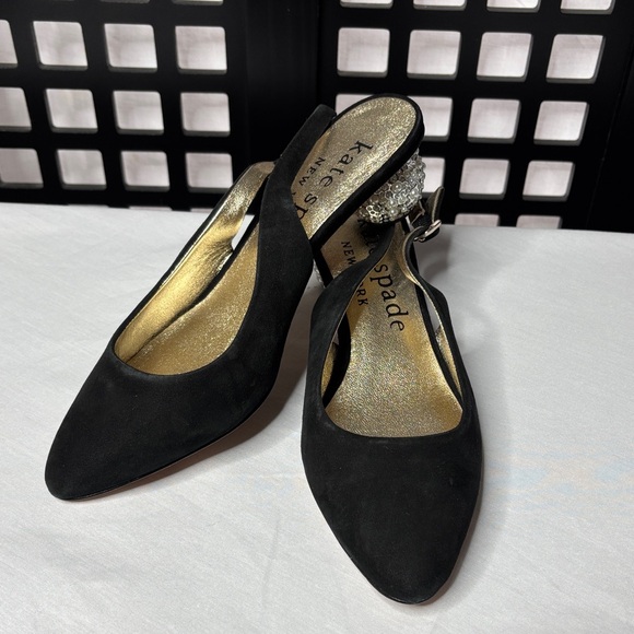 kate spade Shoes - 🖤NWOT! Kate Spade Black Size 7.5 Ruby Sling Shoes Bedazzled 1" Round Heel!🖤
